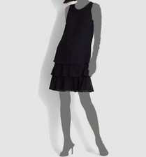 $125 Ralph Lauren Womens Blue Ruffle Tiered-Skirt Round-Neck Shift Dress Size 10