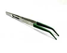 Rubber Tipped Tweezer Bent Tip Slide Locking Button Lock 6" Non Marring PVC Tips