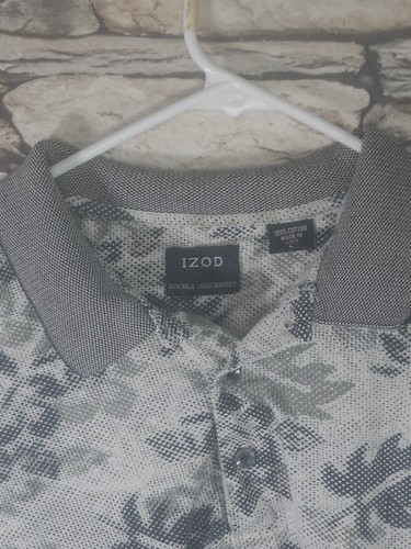 IZOD Double Mercerized Dotted Leaf Pattern Men's Cotton Golf Polo Shirt Size L - Picture 2 of 3