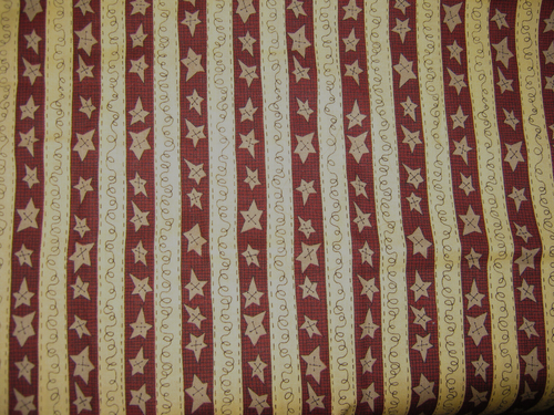 VTG Lori Gardner for Moda *STARS & Squiggles* Stripe Fabric Gold & Wine BTHY - Picture 2 of 3