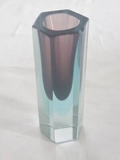 Vaso Murano vintage in vetro sommerso anni '50 esagonale soprammobile decorativo
