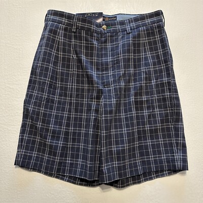 VTG NWT Deadstock Tommy Hilfiger Golf 30 x 8 Nantucket Navy Plaid Pleated Shorts