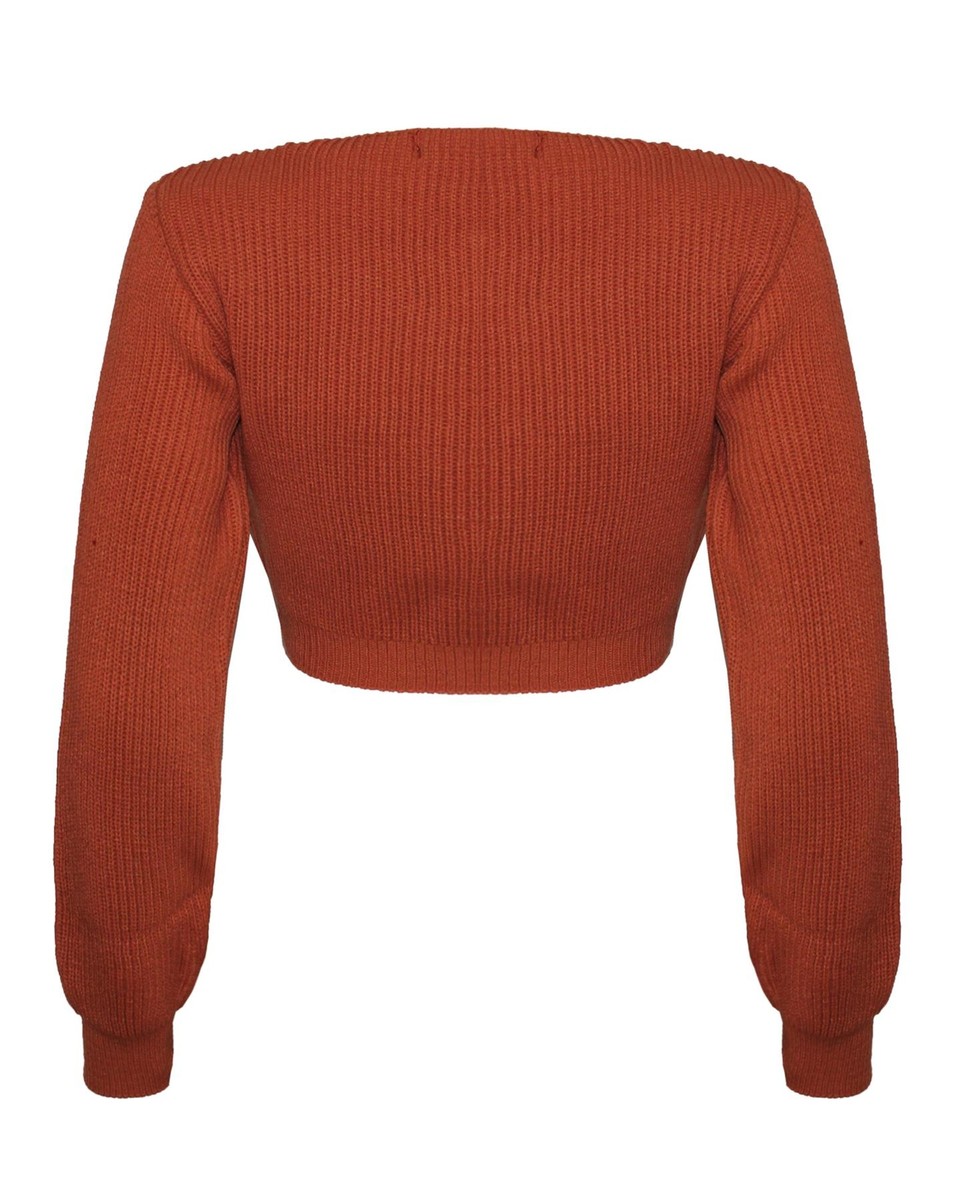 Ladies Women Knitted Long Sleeve V-Neck Crop Top Sweater Rib