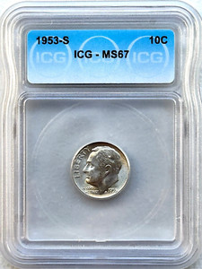 1953-S SILVER ROOSEVELT DIME - ICG MS67 - FREE SHIPPING!