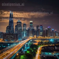 Digital Image Cityscape Wallpaper Background Desktop AI Art Sample Product