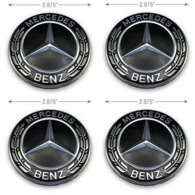 Center Caps Mercedes Benz A170 400 00 25 Wheel OEM Black B C CL CLK E G R S SLK