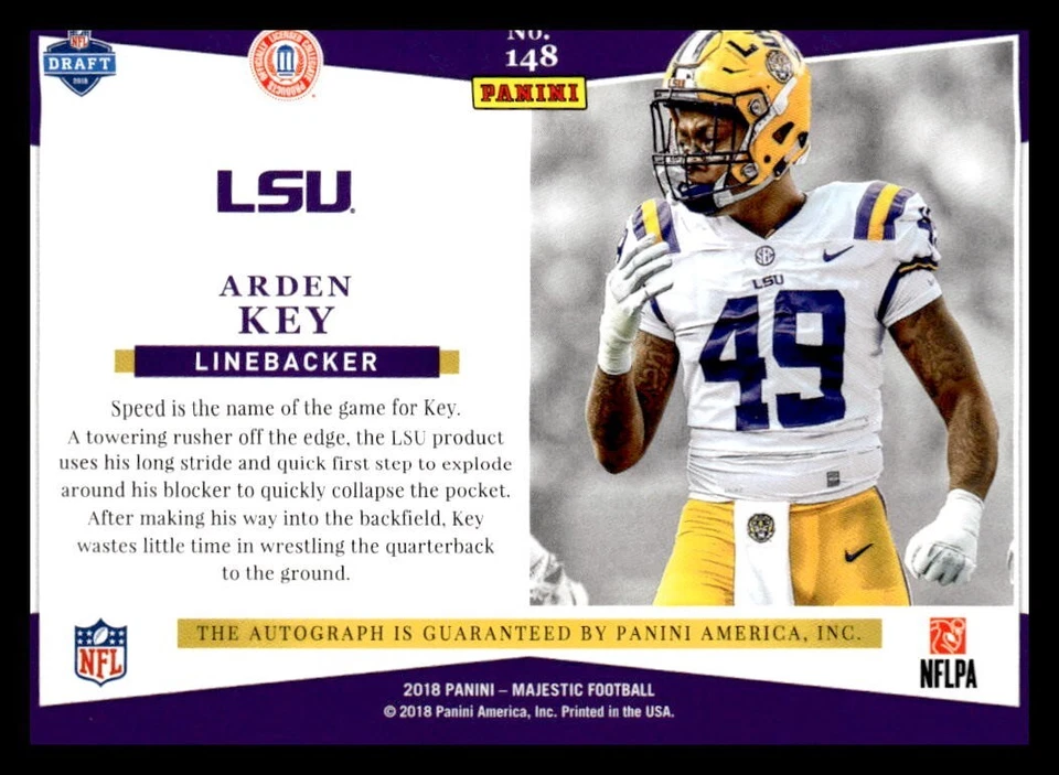 2018 Majestic - Majestic Rookie Signatures Arden Key #148 Gold /99 (AU, RC) - Image 2 of 2