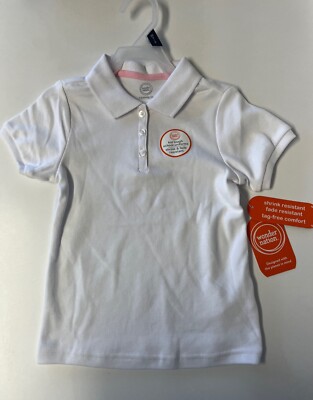 Junior Girl's School Short Sleeve White Polos Size XS, S, M, L or XL NEW