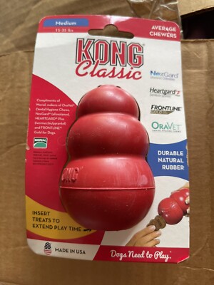 KONG Classic Medium Durable Treat Stuffable Fetch & Chew Dog Toy 3.5x2.25''