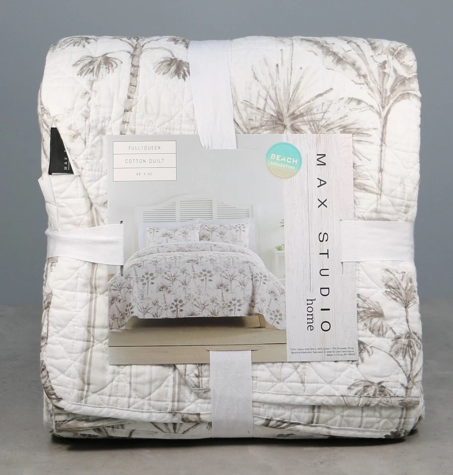 Colcha Colcha Colcha Luz Tropical FULL/QUEEN Blanca Taupe Max Studio Bimini Foto 2 de 4
