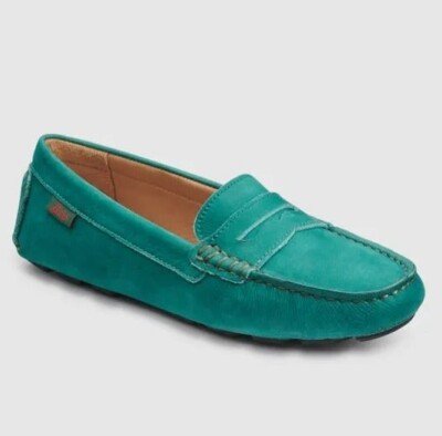 Women's Dylan Aqua Suede Driver Moc Loafers Size