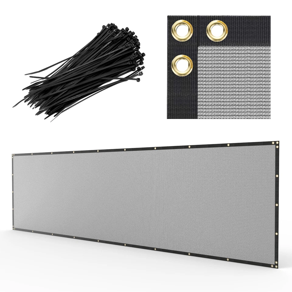 Cubierta de malla de parabrisas comercial con pantalla de valla de privacidad gris de 6 pies tamaño personalizado Foto 2 de 4