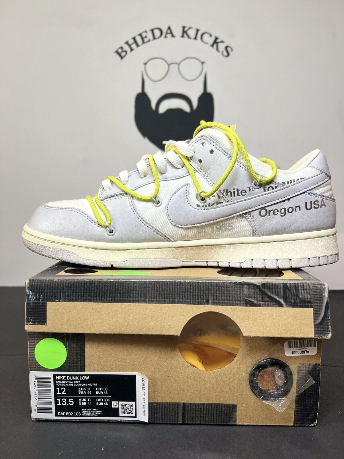 OFF WHITE X NIKE Nike Off White x Dunk Low lotto 08 di 50 taglia 12 DM1602 106 Og usate rare
