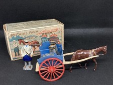 Horse Drawn Milk Float With Milkman And 2 Churns Boxed By Britains (Yellow 619)