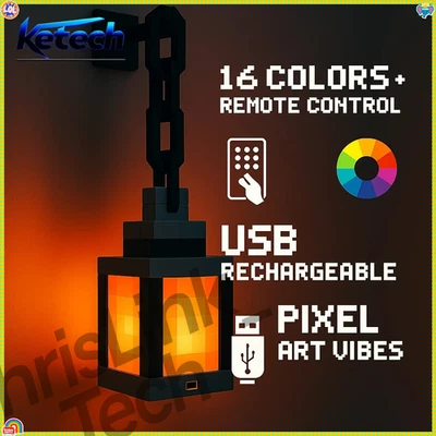 Pixel Art Wall Night Light USB-Powered Minecraft Hanging Lantern