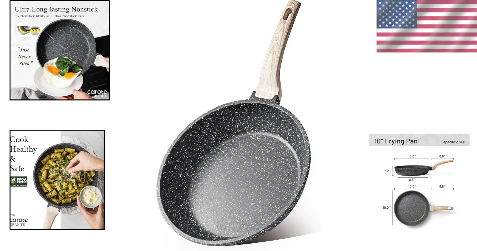 Black Non-Stick 10-Inch Skillet – PFOA-Free Chef Pan for Healthier Cooking
