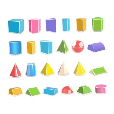 24x faltbare geometrische Formen bunte Formen Volumen Oberfläche verschiedene Formen