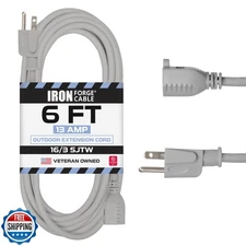 Iron Forge Cable Gray Outdoor Extension Cord 6 ft, 16/3 SJTW 6 Fo