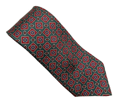 Tie Gant 3.25 x 56 Silk Green Maroon Geometric Design Executive Office Necktie