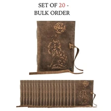 Leather Wolf Journal Notebook–7x5,200 Pages–Bulk Pack of 20 Sketchbooks &Diaries
