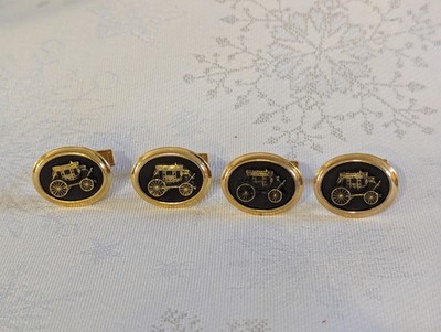 WELLS FARGO Carriage Stagecoach 4 Gold Tone Cuff Links  (Two pair)