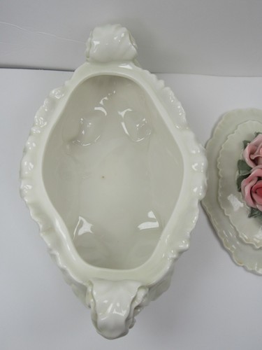 Antique KARL ENS Volkstedt Soft Paste Porcelain 4 Piece ROSES Console Table Set - Picture 17 of 23