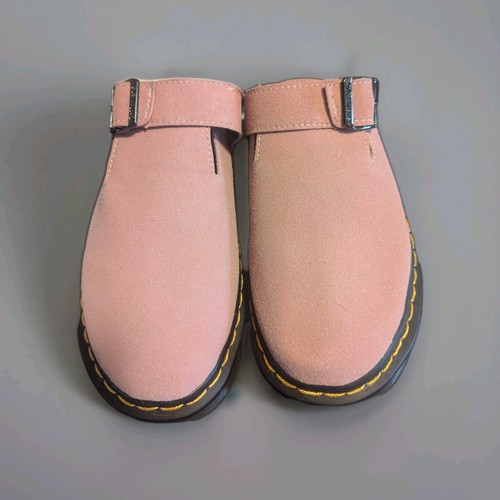 Dr. Martens Zebzag Mule Powder Pink Suede Buckle Women's Comfort Shoes US 7