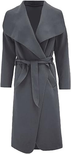Womens Italian Long Trench Coat Open Front Duster Maxi Longline Jacket CasualFit - Picture 31 of 70