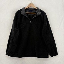 Croft Barrow Sweater Mens Medium Black Fleece 1/4 Zip Mock Neck Pullover NWT