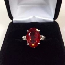 Natural Orange Padparadscha Sapphire 925 Starling Silver Handmade Ring Gift