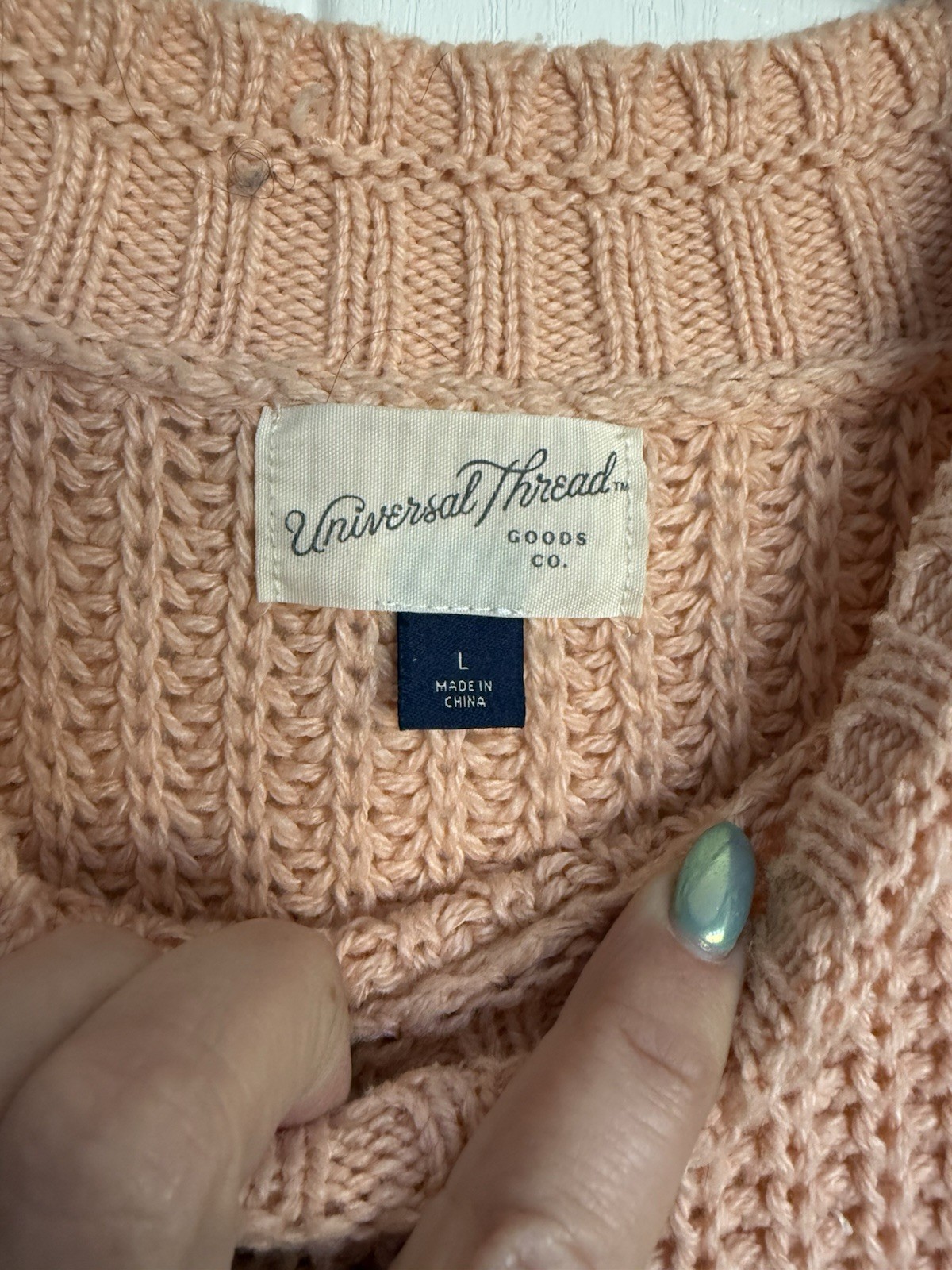 Universal thread light orange chunky pullover swe… - image 3