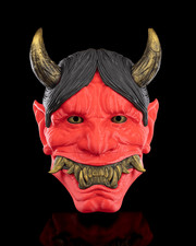 Hannya Oni Mask Red Demon Japanese Mask 3D Printed Multi-Color Halloween