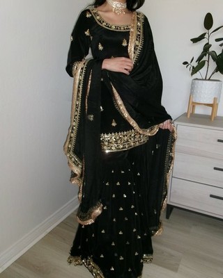 INDIAN SALWAR KAMEEZ PAKISTANI WEDDING PARTY DRESS WEAR BOLLYWOOD SUIT SHARARA