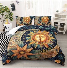 Boho Sun Comforter Set Full Size, Floral Botanical Bedding Set 5853