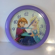 Map Time Quartz Analog Wall Clock Purple Frozen Elsa Anna Kids Bedroom