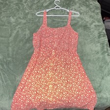 Copper Key Orange/White Floral Square Neck Button Front Sundress Womens L