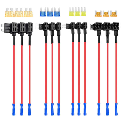 12 Pack 12V Car Add-A-Circuit Fuse Tap Standard Mini Micro2 and Low Profile Taps