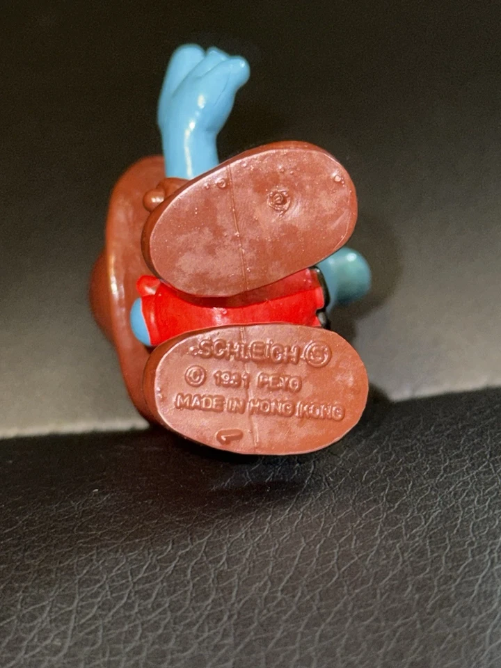 Figura PVC Pitufo Vaquero 1981 Vintage 20122 Schleich Peyo Coleccionable Foto 4 de 4