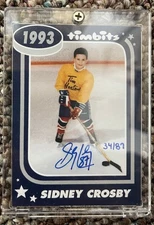 1993 Timbits Signed Sidney Crosby Card CHANCE packs. /87 40 Packs 1 Signed Card.