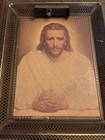 Vintage 1940-1950 Ornate Brass Framed Portrait Of Jesus With Light — photo 5