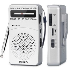 J-166 Portable Radio AM FM, Battery Operated Radio with Tuning Light, Back Cl...