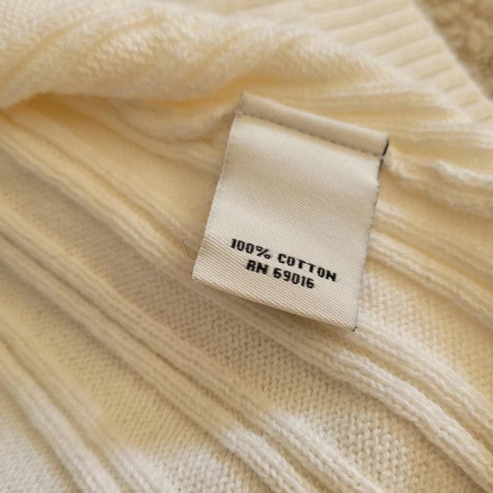 Cárdigan tejido crema 100 % algodón vintage de la década de 2000 para mujer XL básico de otoño preppy Foto 4 de 4