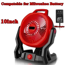 10in Cordless Jobsite Fan For Milwaukee 48-11-1850 M18 18V Li-ion With AC Power