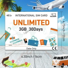Ready-to-Use 30Day 3GB Ultra-Fast SIM - 4G LTE Unlimited Data for 51 Countries
