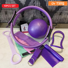 10-Piece Pilates Fitness Ring Set with Tensioner Yoga Resistance Bands Universal