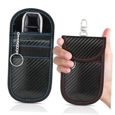 Hoiny 2 Pack Faraday Key Fob Protector, Premium Car RFID Signal Small Red Blue