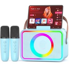 Karaoke Machine w/ 2 Wireless Microphones, Bluetooth Speaker System