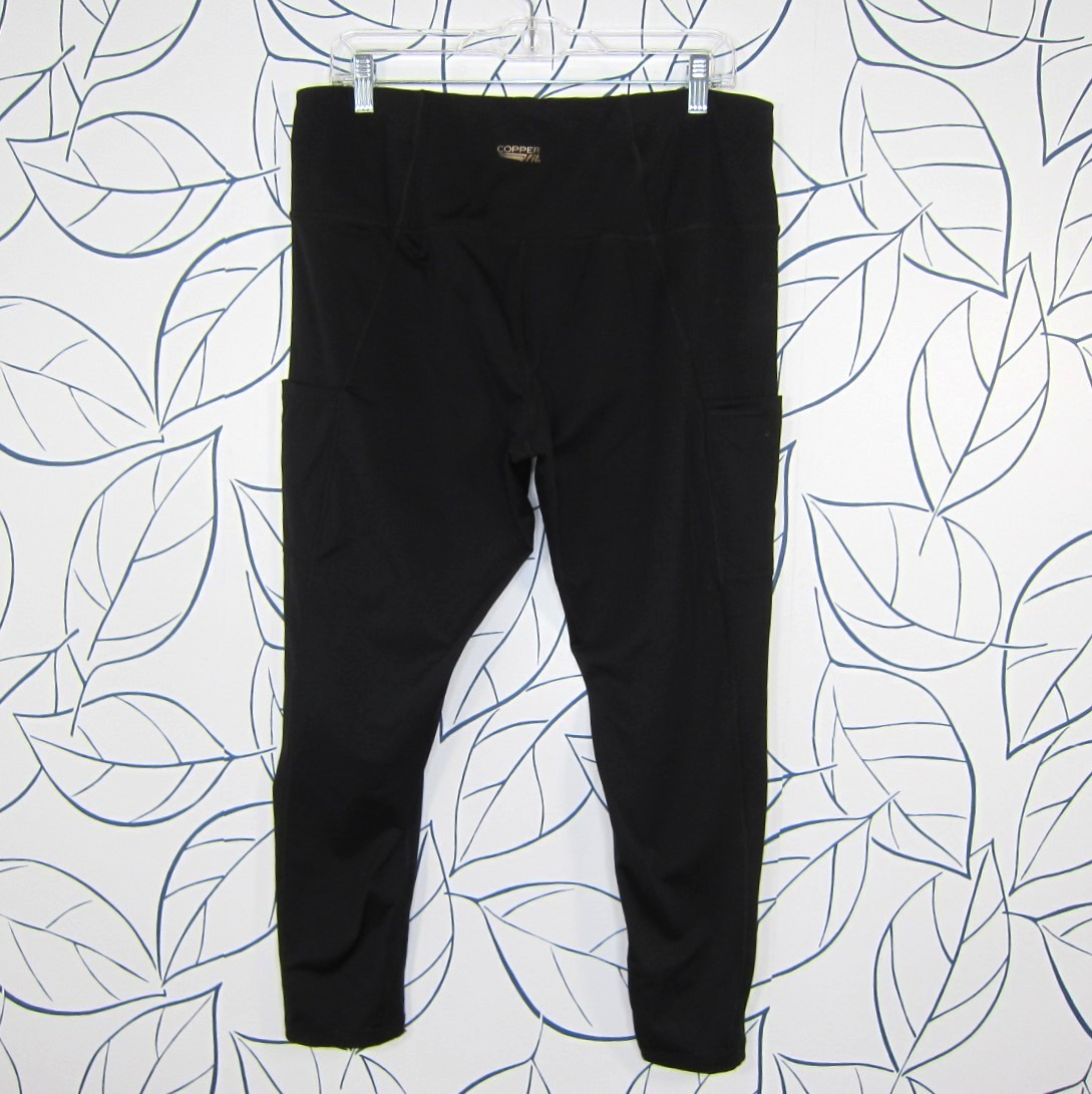 Copper Fit Solid Black Compression Fit Leggings w… - image 3