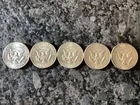 Five 40% Silver Kennedy Halves 1965-69