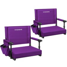 VIVOHOME 2-Pack Purple Stadium Seats w/ Back Support  Cushion for Bleachers